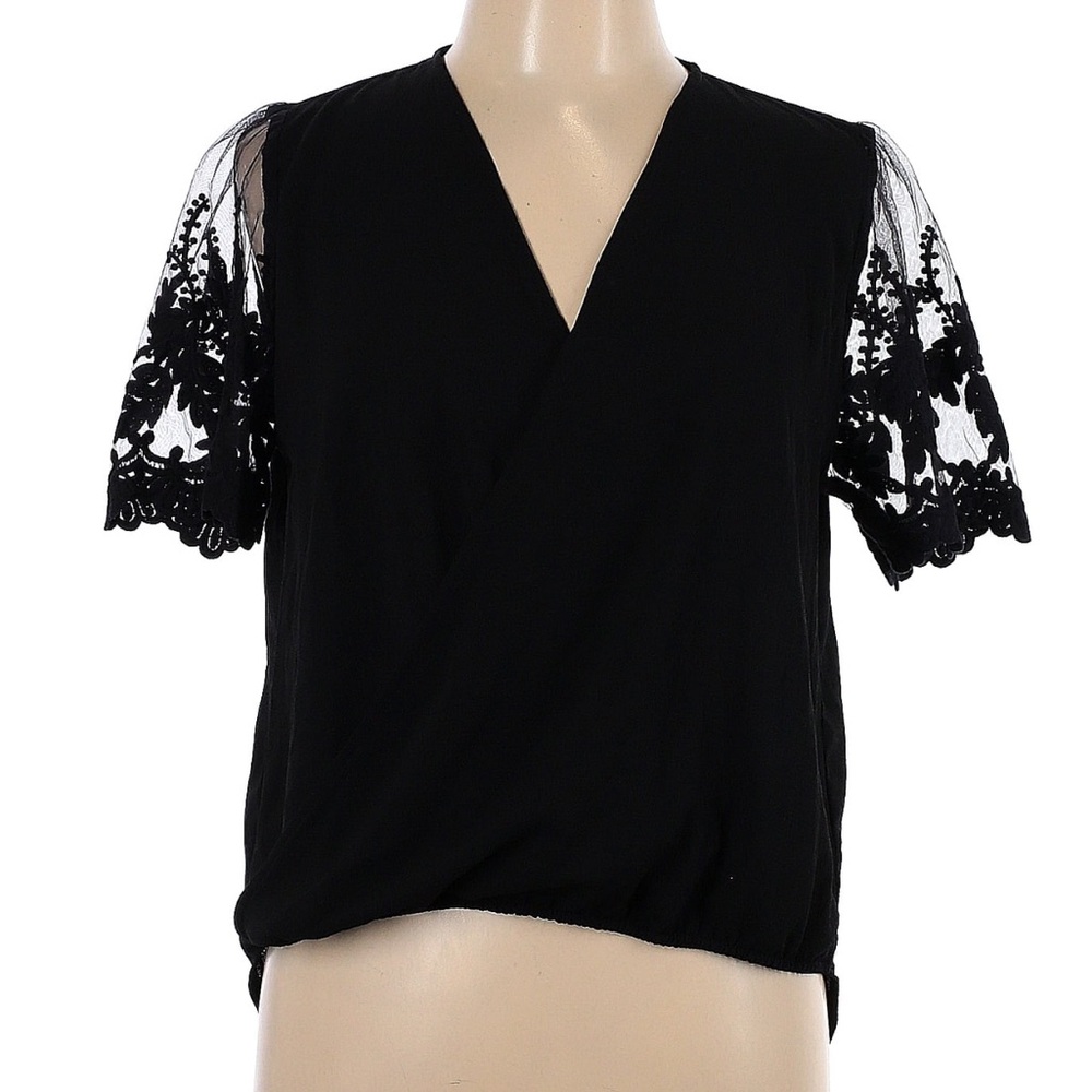 Kaii Los Angeles Black Lace Short-Sleeved Blouse Women’s Size Large